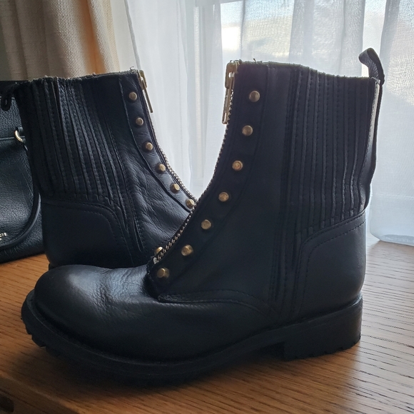 Ash Rachel Gold Studded Combat Boot - Picture 4 of 9